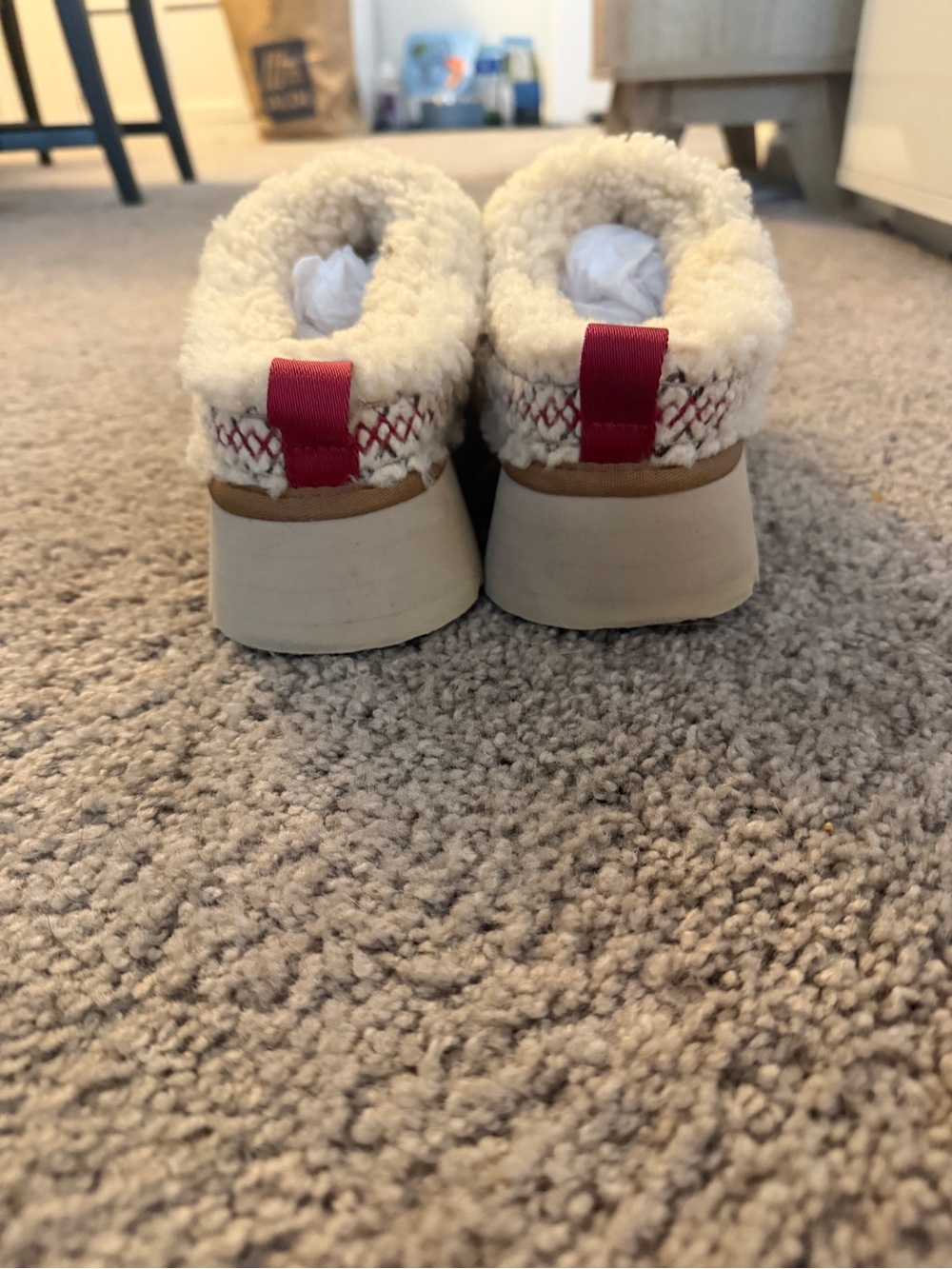 UGG Tazz Braid Natural Sherpa Ivory Fur Platform Clogs - Picture 3 of 14